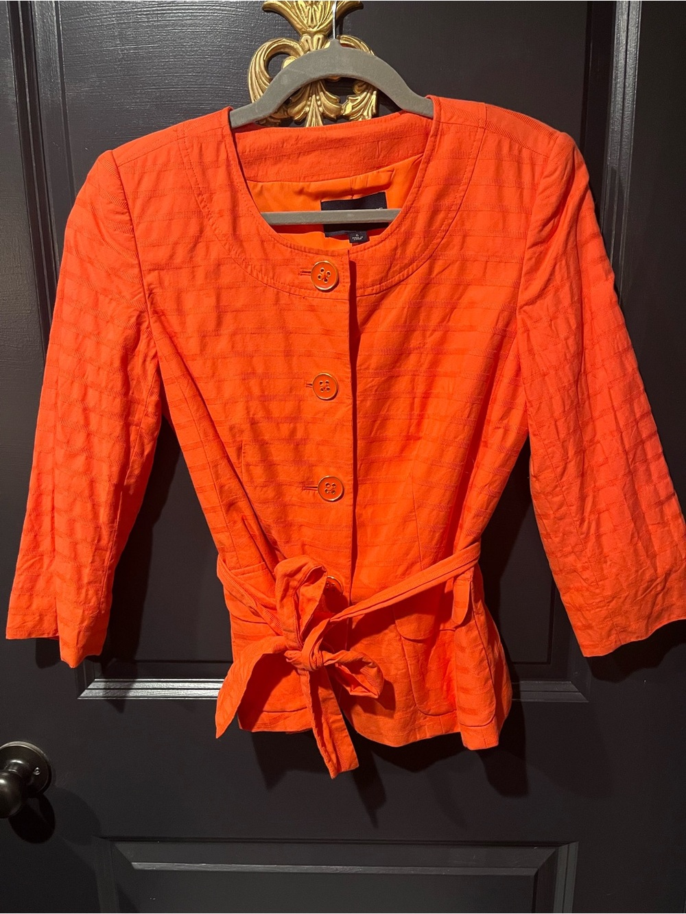 Banana Republic Women’s Textured Belted Button-Front Blazer in Bright Orange